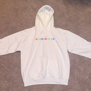 Baylen Levine Medium “Never Grow Up” White Hoodie